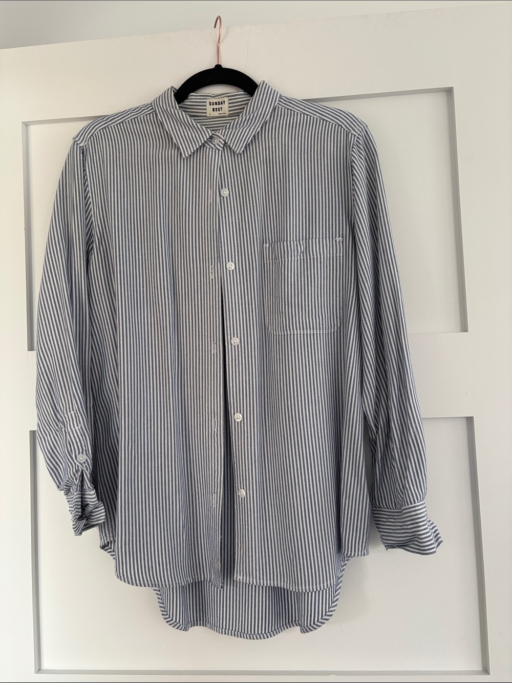 Sunday Best Blue and White Vertical Stripe Button-Down Shirt